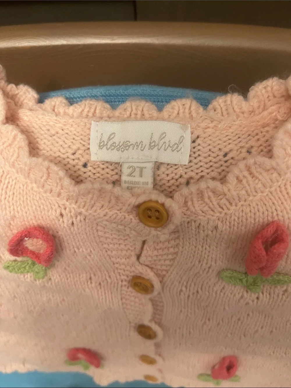 Peach Knit Floral Appliqué Cardigan & Skirt Set